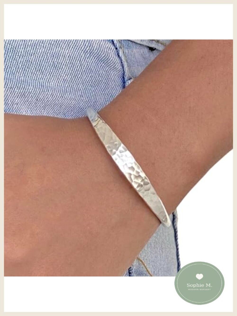 Hammered Sterling Silver Cuff Bracelet Minimalist 1/4 Inch Wide